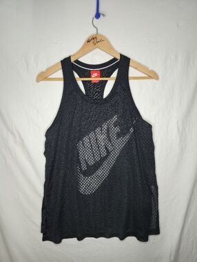 Nike Ladies Just Do It Black Racer Back Dual Layer Mesh Tank Top Size XL